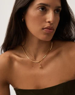Curly Molten Mini Initial Necklace - A