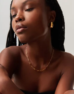 Dome Hoop Earrings & Chain Necklace Set