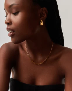 Dome Hoop Earrings & Chain Necklace Set
