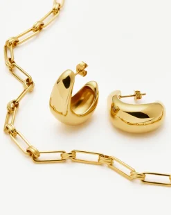 Dome Hoop Earrings & Chain Necklace Set