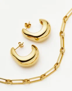 Dome Hoop Earrings & Chain Necklace Set
