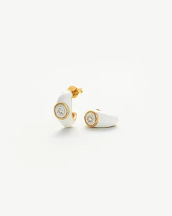 Enamel & Stone Dome Small Hoop Earrings