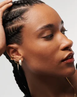 Enamel & Stone Dome Small Hoop Earrings