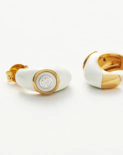 Enamel & Stone Dome Small Hoop Earrings