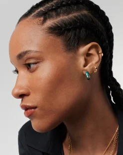 Enamel & Stone Dome Small Hoop Earrings