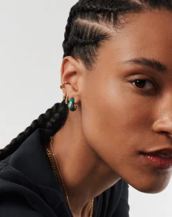 Enamel & Stone Dome Small Hoop Earrings
