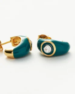 Enamel & Stone Dome Small Hoop Earrings