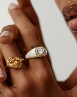 Enamel & Stone Dome Statement Ring