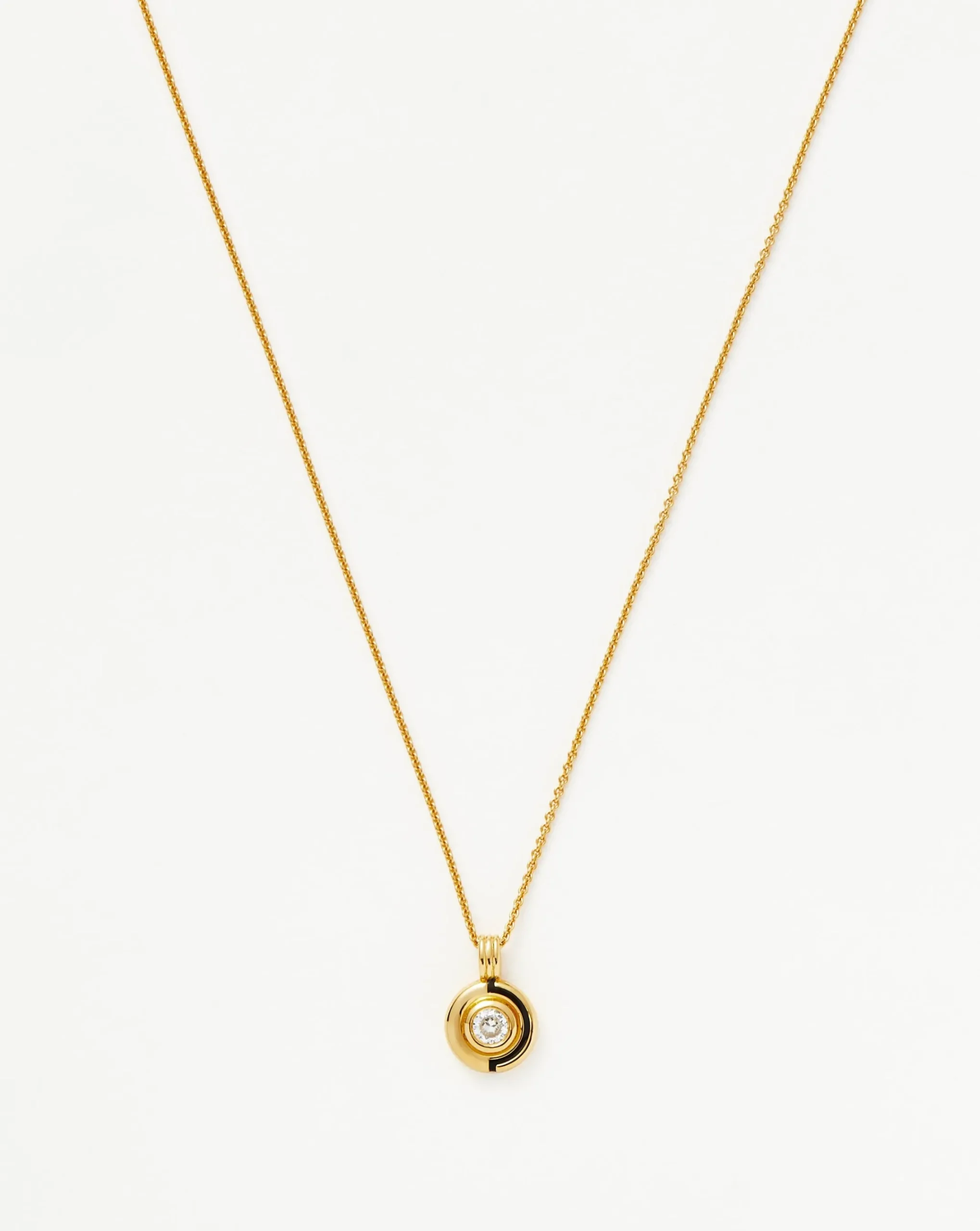 Enamel & Stone Round Pendant Necklace