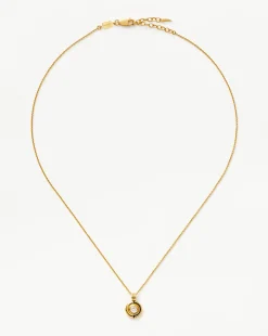 Enamel & Stone Round Pendant Necklace