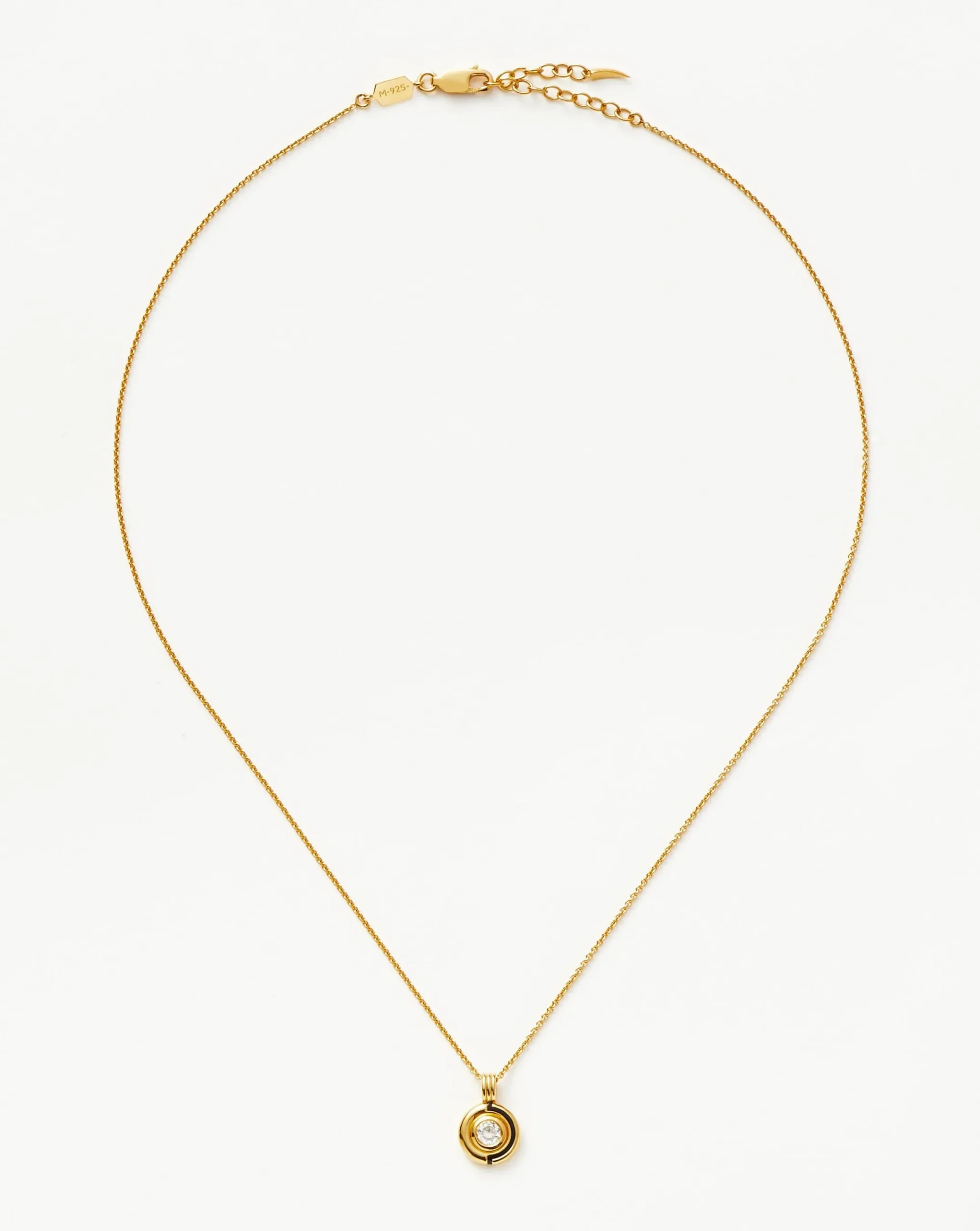 Enamel & Stone Round Pendant Necklace