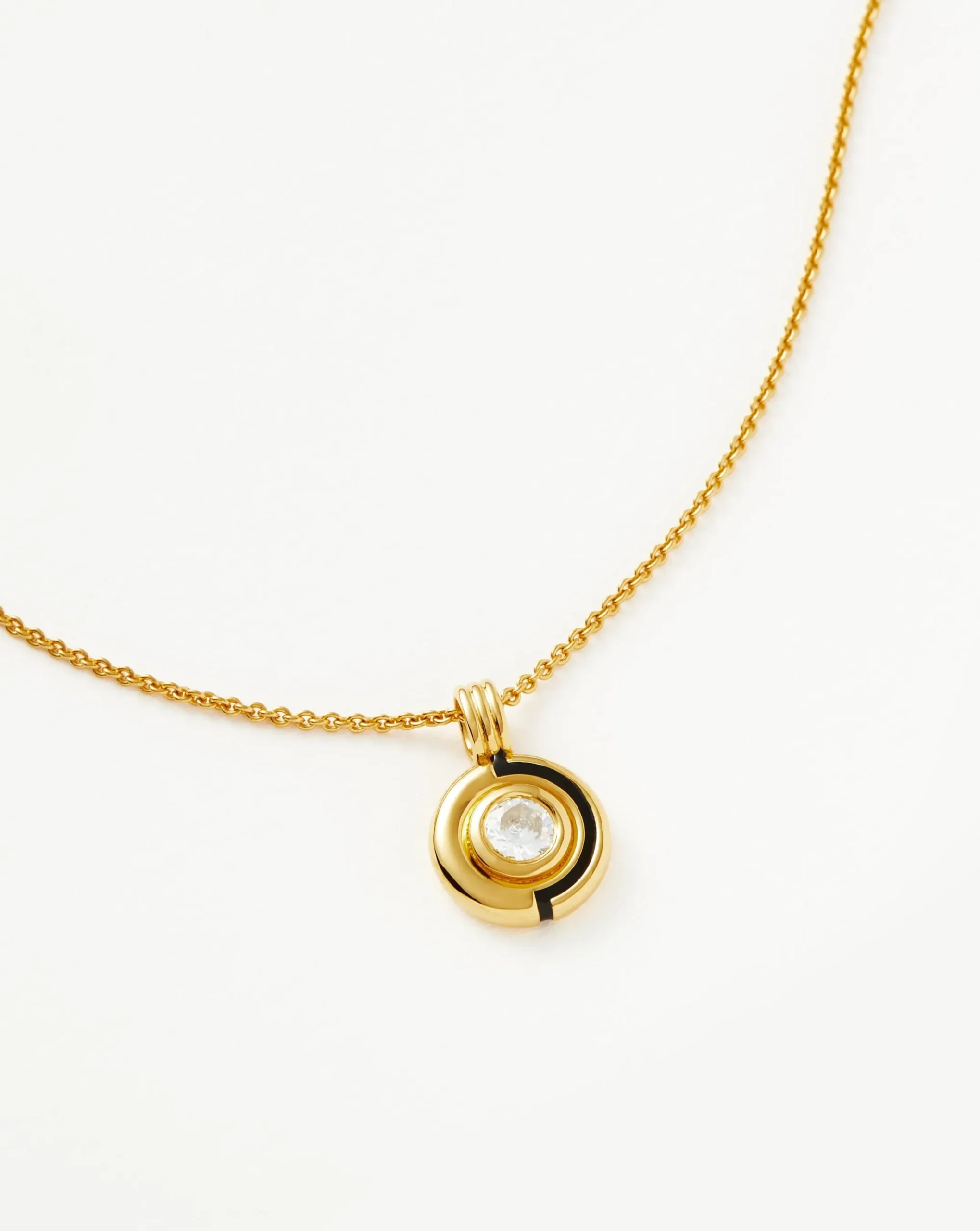 Enamel & Stone Round Pendant Necklace