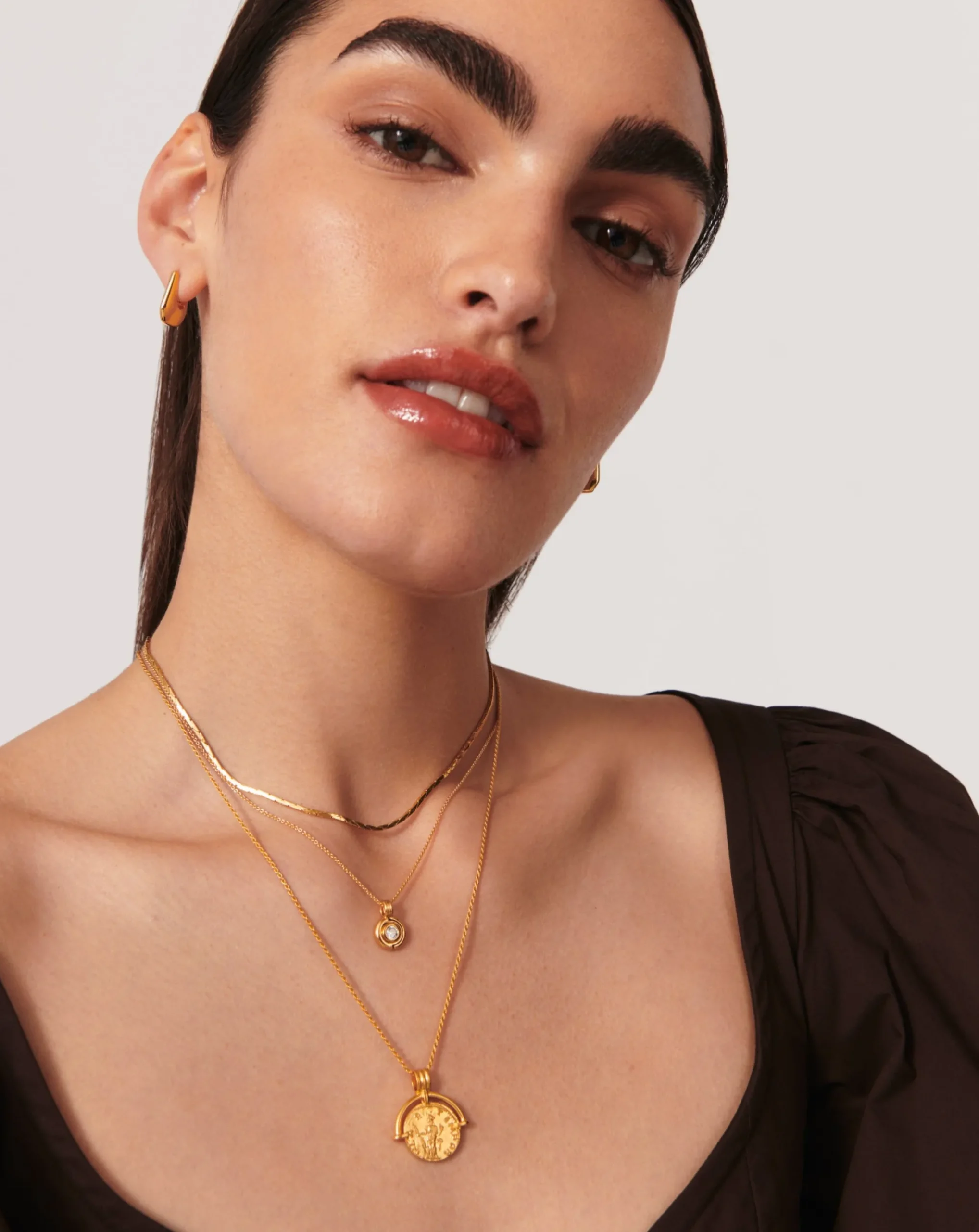 Enamel & Stone Round Pendant Necklace