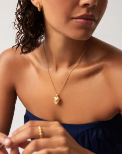 Engravable Heart Ridge Locket Pendant Necklace