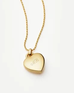Engravable Heart Ridge Locket Pendant Necklace