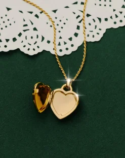 Engravable Heart Ridge Locket Pendant Necklace