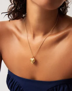 Engravable Heart Ridge Locket Pendant Necklace
