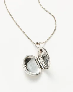 Engravable Oval Ridge Locket Pendant Necklace
