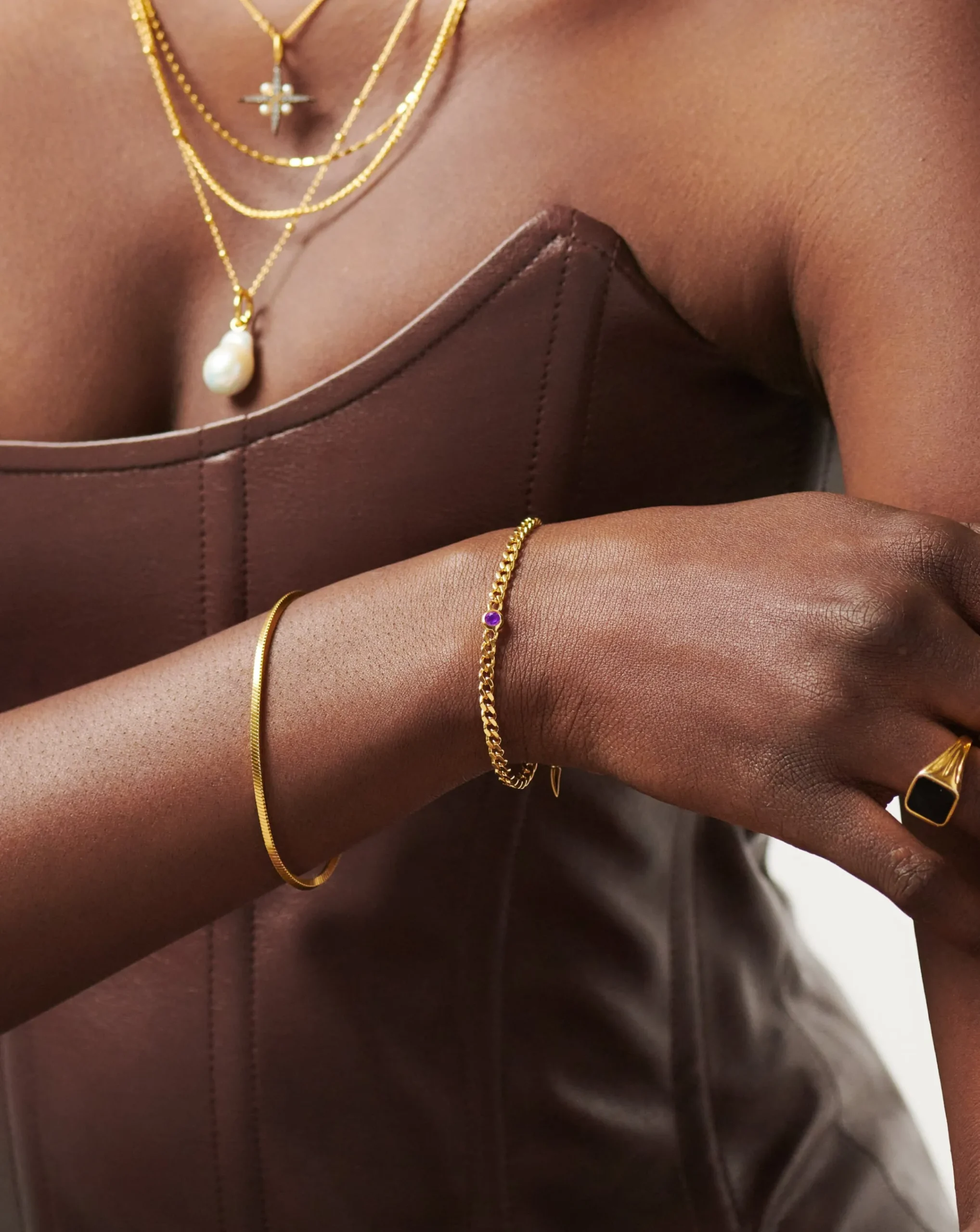 February Birthstone Chain Bracelet