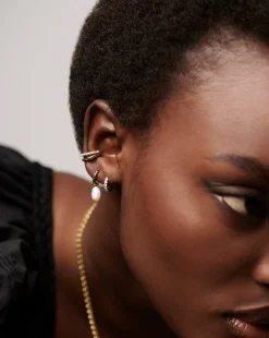Fine Diamond & Pearl Charm Hoop Earrings