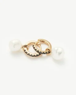 Fine Diamond & Pearl Charm Hoop Earrings