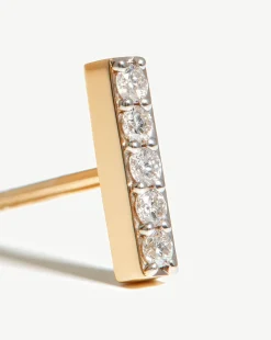 Fine Diamond Bar Flat Back Stud Earring