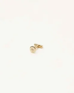 Fine Diamond Bar Flat Back Stud Earring