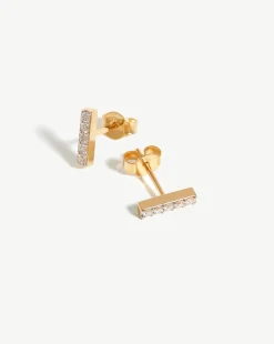 Fine Diamond Bar Stud Earrings