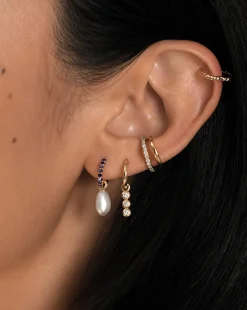 Fine Diamond Charm Hoop Earrings