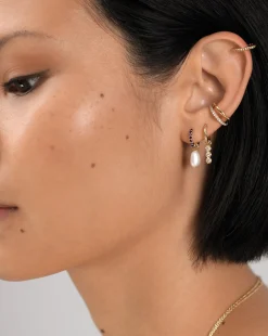 Fine Diamond Charm Hoop Earrings