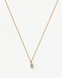 Fine Diamond Initial Mini Pendant Necklace  - E