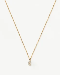 Fine Diamond Initial Mini Pendant Necklace - C