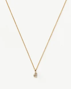 Fine Diamond Initial Mini Pendant Necklace - B