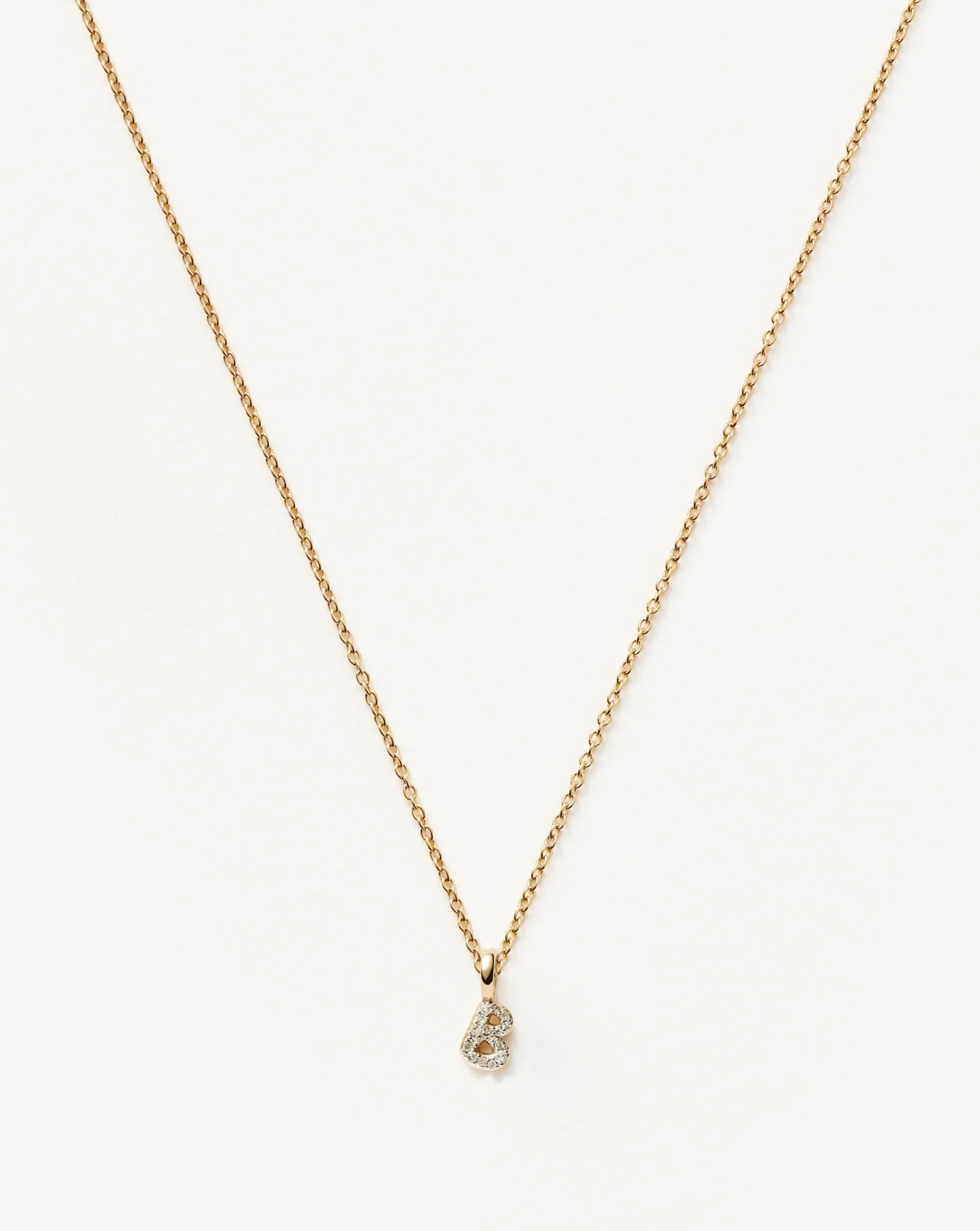 Fine Diamond Initial Mini Pendant Necklace - B