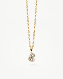 Fine Diamond Initial Mini Pendant Necklace - B