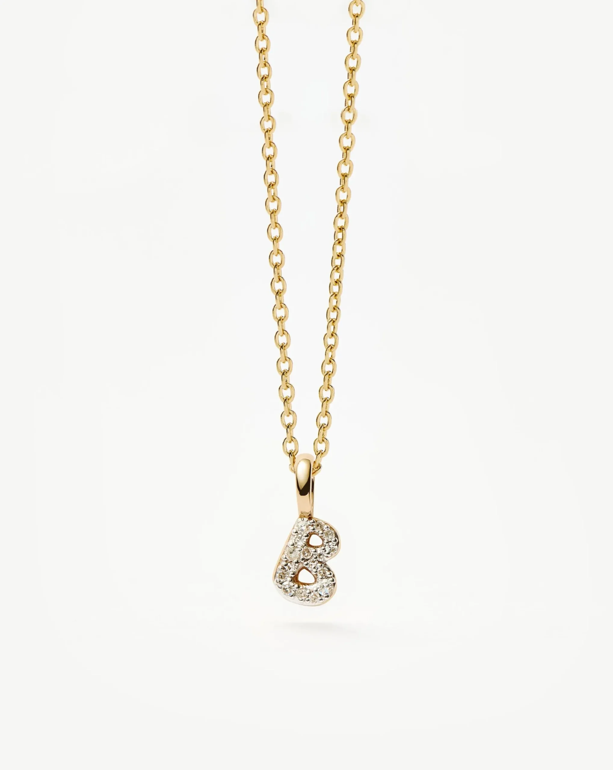 Fine Diamond Initial Mini Pendant Necklace - B