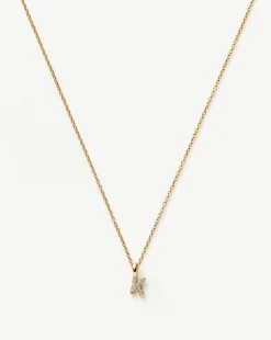 Fine Diamond Initial Mini Pendant Necklace - K