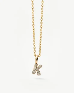 Fine Diamond Initial Mini Pendant Necklace - K
