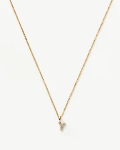 Fine Diamond Initial Mini Pendant Necklace - Y