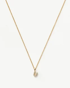 Fine Diamond Initial Mini Pendant Necklace - U