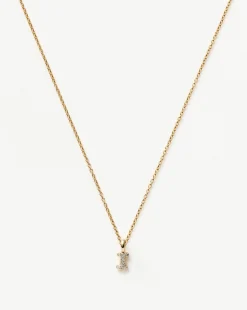 Fine Diamond Initial Mini Pendant Necklace - I