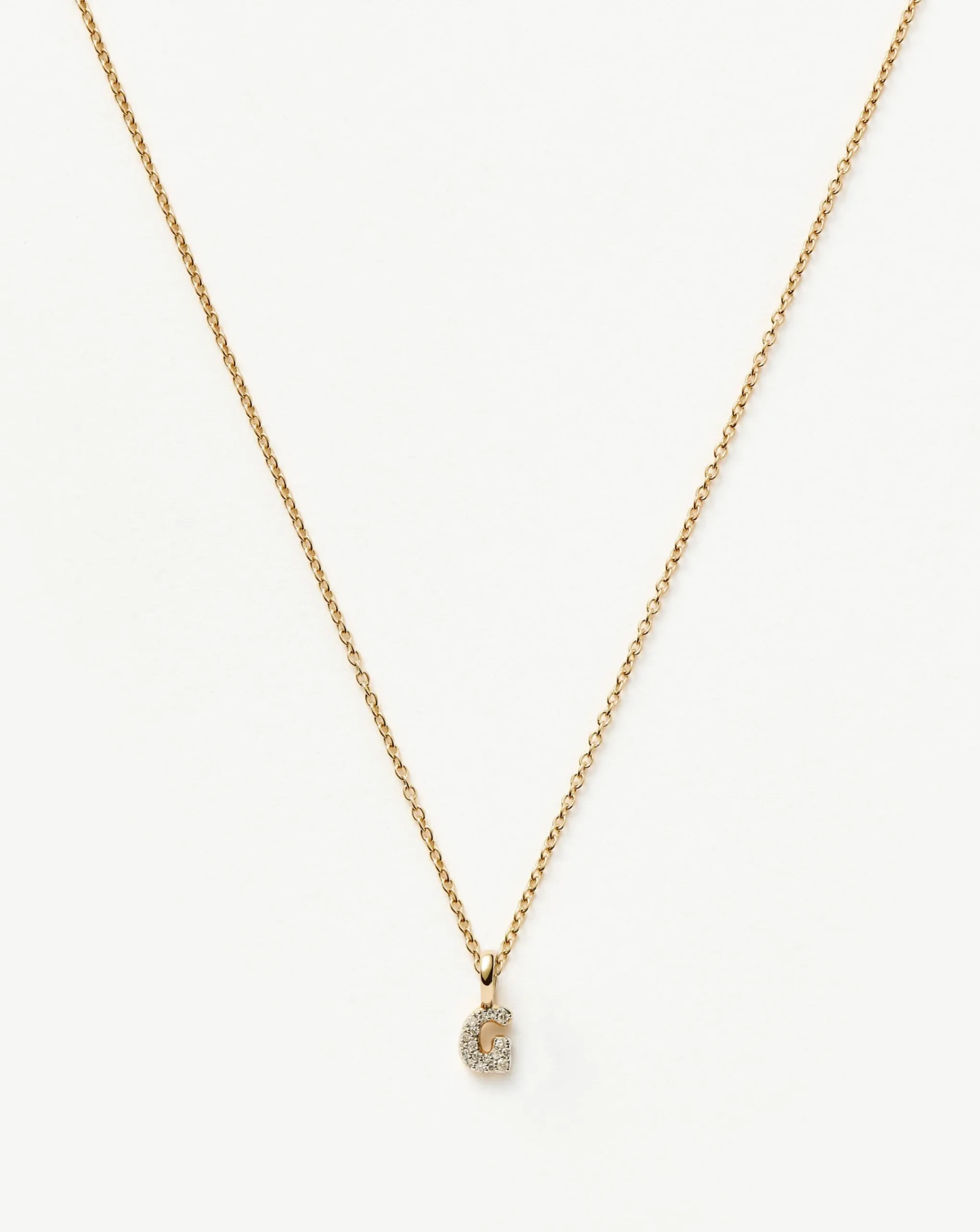 Fine Diamond Initial Mini Pendant Necklace - G
