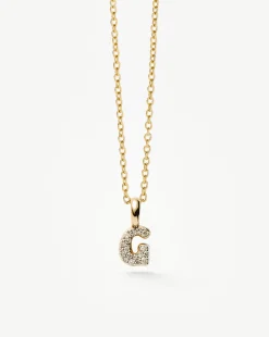 Fine Diamond Initial Mini Pendant Necklace - G