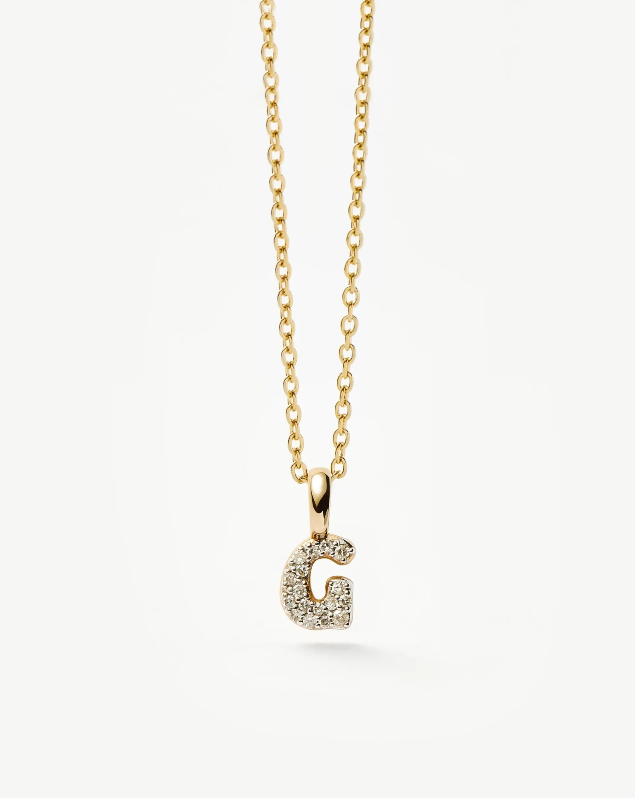 Fine Diamond Initial Mini Pendant Necklace - G
