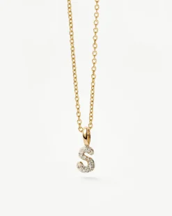Fine Diamond Initial Mini Pendant Necklace - S