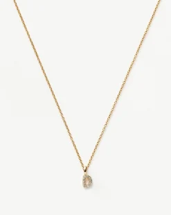 Fine Diamond Initial Mini Pendant Necklace - D