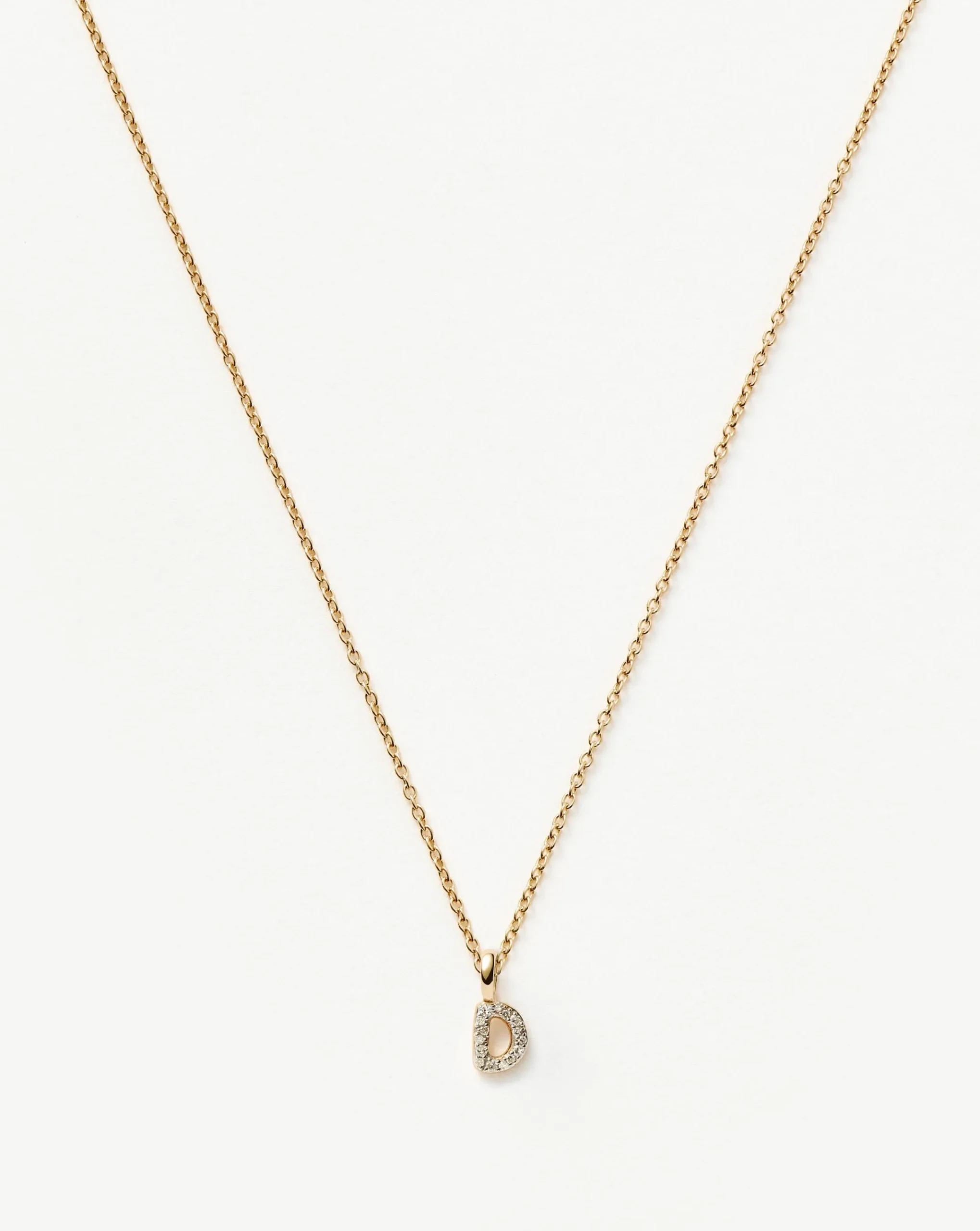 Fine Diamond Initial Mini Pendant Necklace - D