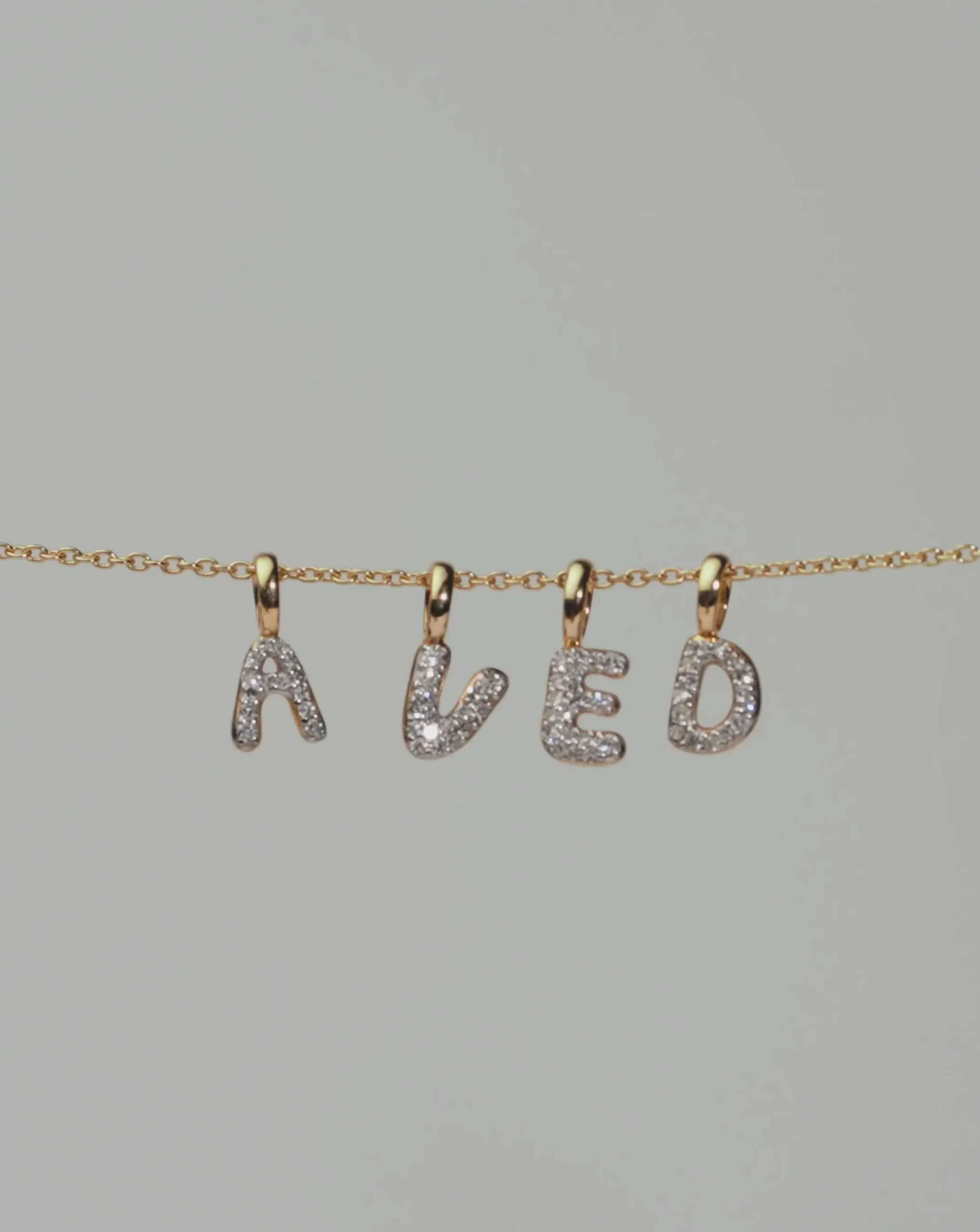 Fine Diamond Initial Mini Pendant Necklace - D