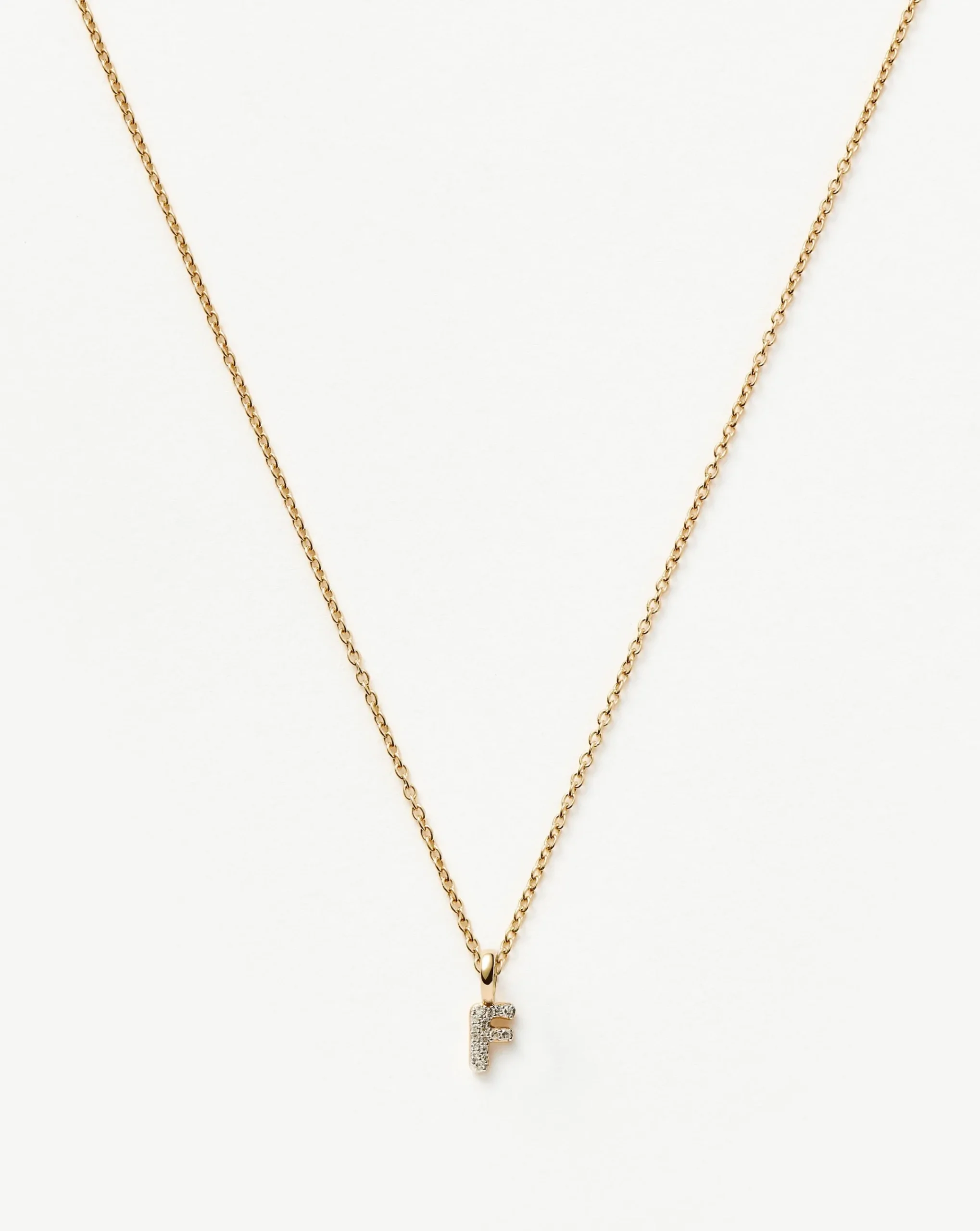 Fine Diamond Initial Mini Pendant Necklace - F