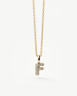 Fine Diamond Initial Mini Pendant Necklace - F